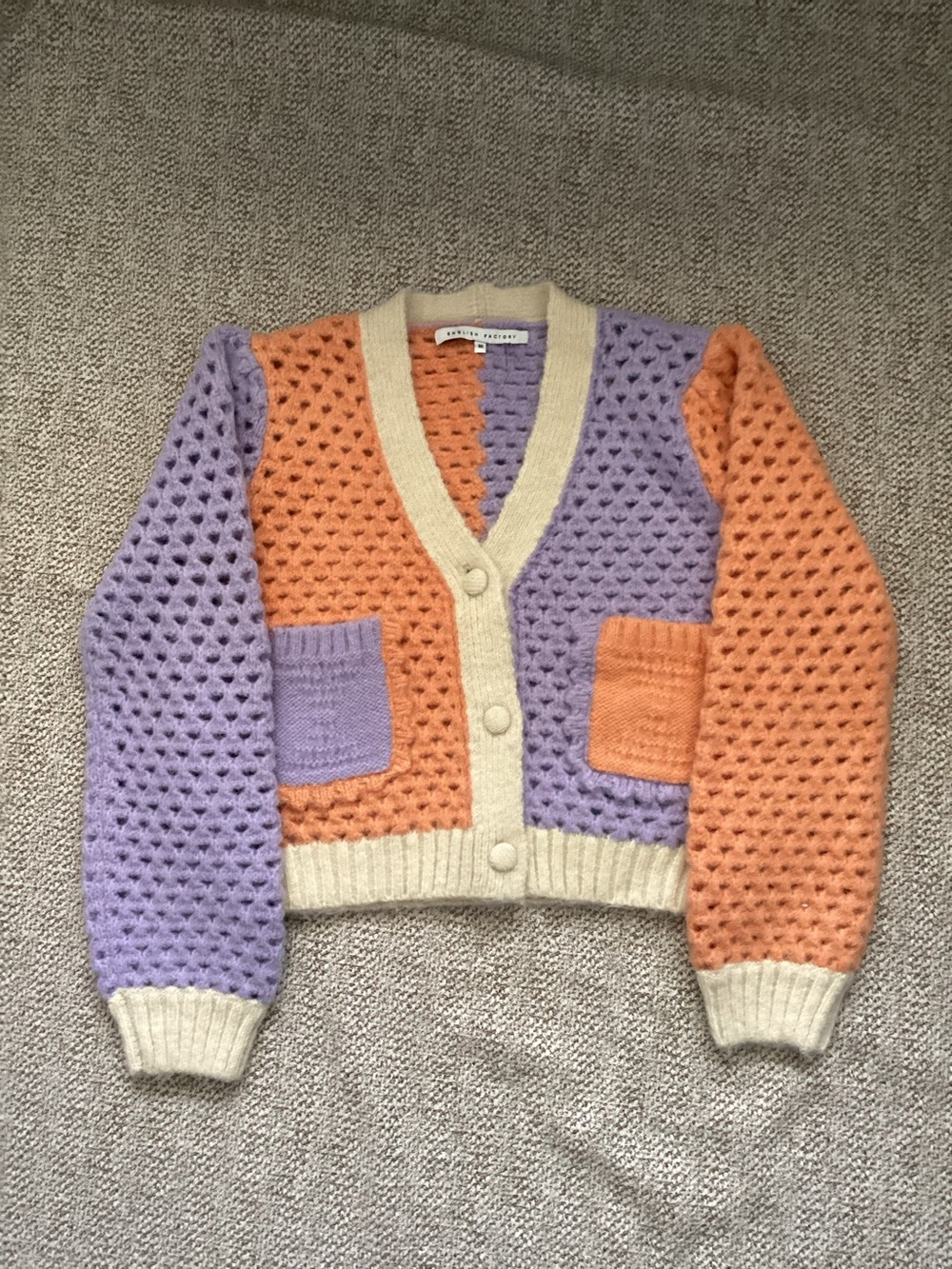 English Factory Colour Block Cardigan, Size XS